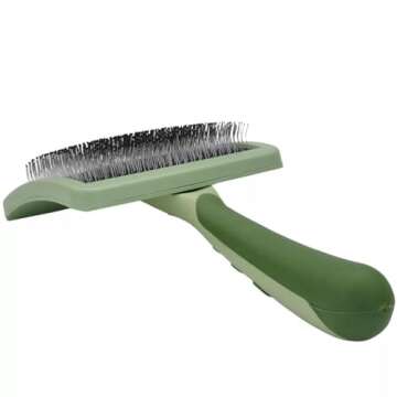 Coastal Dog Slicker Brush, Green - Grooming Brush for Dogs of All Hair Types, Pet Brush for Shedding - Curved Design for Easy Detangling - Non-Slip Handle, 6.75'' x 4.25''