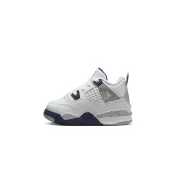 Jordan 4 Retro (Infant/Toddler) White/Midnight Navy/Light Smoke Grey 9 Toddler M