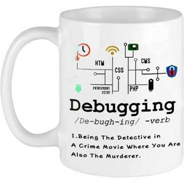 Funny Debugging Definition Mug for Programmers - Ideal Gift for Coders