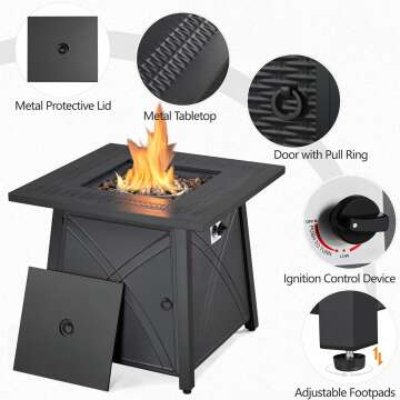 Yaheetech 28" Propane Fire Pit Table for Outdoor Use