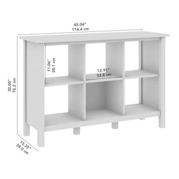 Bush Furniture Broadview 6 Cube, Home Office Storage Solution, Compact Shelving Unit for Workspace, Multi-Purpose Organizer for Books, 30W, Pure White