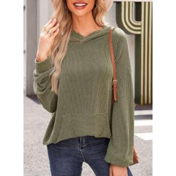 Dokotoo Womens Sweatshirts and Hoodies Comfy Simple Plain Long Sleeve Hoodies for Women with Pockets Hooded Pullover Casual Shirt Tops Fall Clothes for Women Trendy 2024 Green Small