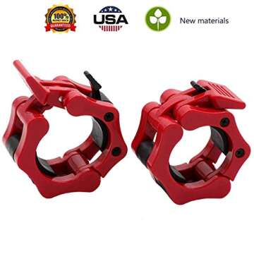 HAHASOLE Barbell Clamps 2 inch, Olympic Bar Clips, Quick Release Pair of Locking 2 inch Barbell Collars for Workout Weight Lifting Fitness Training (One Pair)