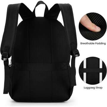 Lightweight Black School Backpack for Teens & Adults