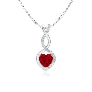 Ruby Infinity Heart Pendant with Diamonds | Angara