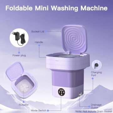 Portable Washing Machine,10L Folding Mini Washer with 3 Modes Deep Cleaning of underwear,baby clothes,Foldable Washing Machine for Apartments,Dorm,Camping,RV,Travel Laundry