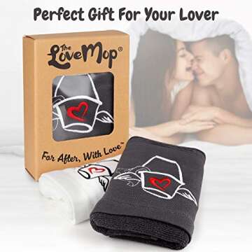 Love Mop Premium Cotton After Care Towel - Fun Gift Bachelorette Wedding Bridal Shower Party Couples Second 2nd Anniversary for Man Her Him Wife Husband Boyfriend Girlfriend Romantic Valentines Day