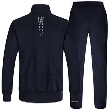 TBMPOY Men's Tracksuits Sweatsuits for Men Set Track Suits 2 Piece Casual Athletic Jogging Warm Up Full Zip Sweat Suits Navy/Grey XL