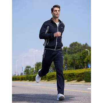 TBMPOY Men's Tracksuits Sweatsuits for Men Set Track Suits 2 Piece Casual Athletic Jogging Warm Up Full Zip Sweat Suits Navy/Grey XL