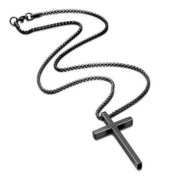 M MOOHAM Black Cross Pendant Necklace 18 Inch Chain