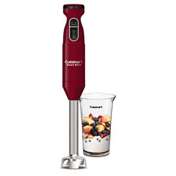 Cuisinart Hand Blender, Smart Stick 2-Speed Hand Blender- Powerful & Easy to Use Stick Immersion Blender-for-Shakes, Smoothies, Puree, Baby Food, Soups & Sauces, Red, CSB-175RP1