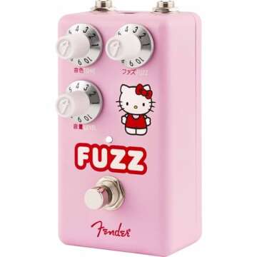 Fender Hello Kitty Fuzz Pedal, Easy to use Volume, Tone, and Fuzz Controls