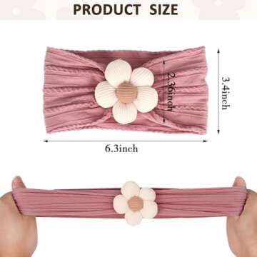 MIUXUESO 3 Pcs Baby Flower Headbands for Girls - Soft Nylon Accessories