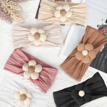 Baby Flower Headbands - 3 Pack Nylon Hair Accessories