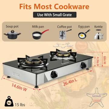 Compact 2 Burner Propane Stove for Outdoor Cooking