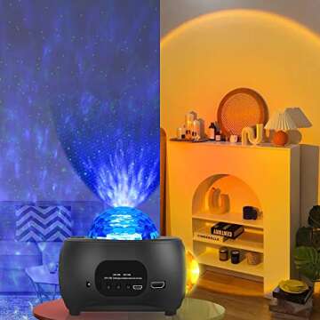 Star Projector, Galaxy Projector Sunset Lamp with Bluetooth Speaker, Remote Control Ocean Wave Projector, Night Light Projector for Kids Adults Bedroom/Game Room/Home Theatre/Room Decor