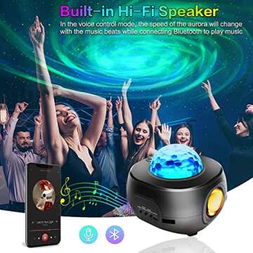 Star Projector, Galaxy Projector Sunset Lamp with Bluetooth Speaker, Remote Control Ocean Wave Projector, Night Light Projector for Kids Adults Bedroom/Game Room/Home Theatre/Room Decor