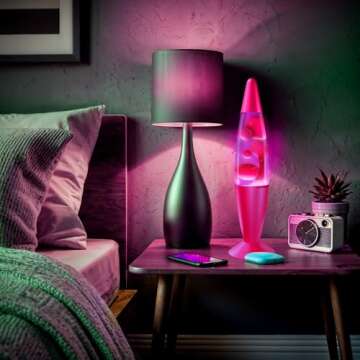 JAMBO 16" Beautiful Lamp- The Upgraded Motion Lamp- Purple with Pink Wax, Relaxing Liquid Lamp, Night Light Nightlight, Home Decor Living Room Office Bedroom Lamp for Adults Teens Kids Magma Lamp