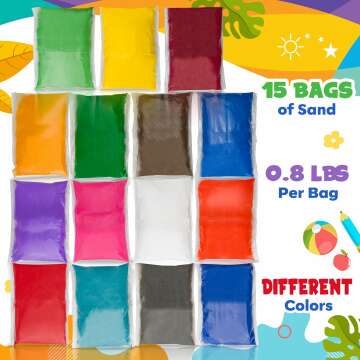 Colored Sand for Crafting - 12 lbs of 15 Colors