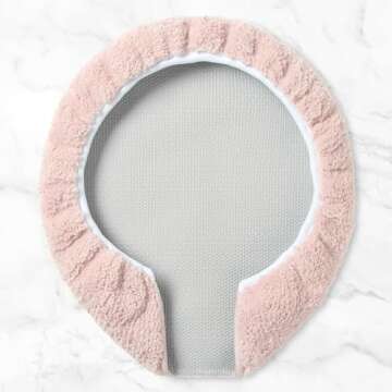 TOWN & COUNTRY EVERYDAY Ultra Plush Solid Tufted Toilet Lid Cover, 18.5”x19.6‘’, Blush