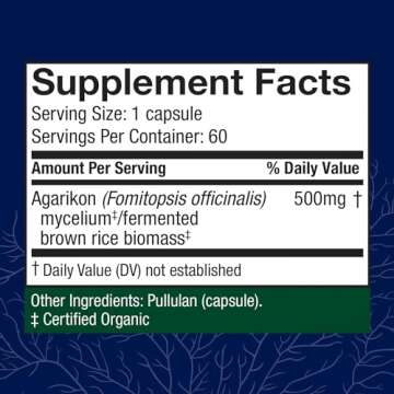 Host Defense Agarikon Capsules - Immune System Support Supplement - Mushroom Supplement to Aid Immune Functions & Cell Strength - Herbal Dietary Supplement - 60 Capsules (60 Servings)*