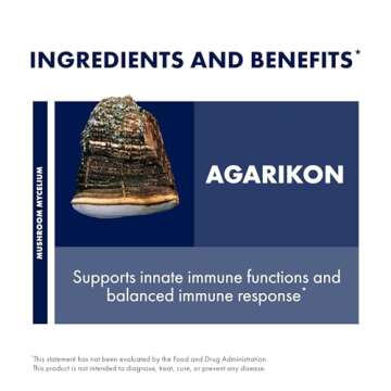 Host Defense Agarikon Capsules - Immune System Support Supplement - Mushroom Supplement to Aid Immune Functions & Cell Strength - Herbal Dietary Supplement - 60 Capsules (60 Servings)*