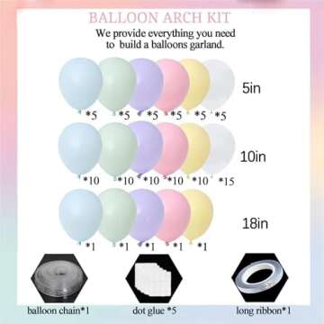 Felice Arts Pastel Balloons Garland Kit Macaron Balloons Arch Kit Baby Shower Rainbow Ice Cream Party Supplies Daisy Birthday Party Decorations