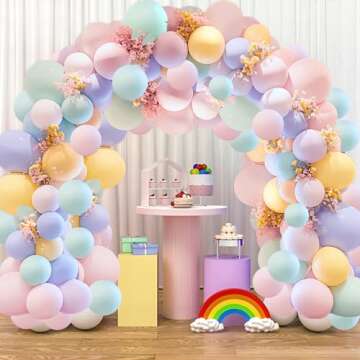 Felice Arts Pastel Balloons Garland Kit Macaron Balloons Arch Kit Baby Shower Rainbow Ice Cream Party Supplies Daisy Birthday Party Decorations