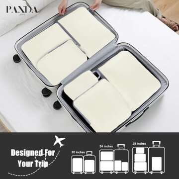 PANDA JOYS 4 Set Compression Packing Cubes Travel - Travel Accessories Expandable Packing Organizers for Carry On - Essentials Luggage Travel Bags - Beige