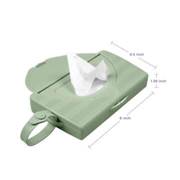 Ubbi On-The-Go Baby Wipes Dispenser, Portable Wipes Container for Travel, Diaper Bag Accessory Must Have for Newborns, Reusable Wipes Holder, Sage Green