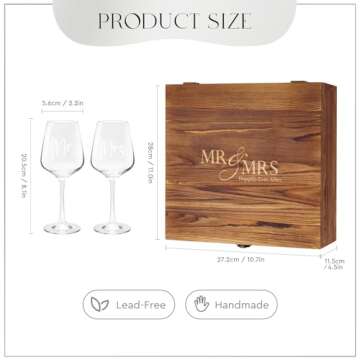 AW BRIDAL Mr & Mrs Wine Glasses Set of 2 with Accessories