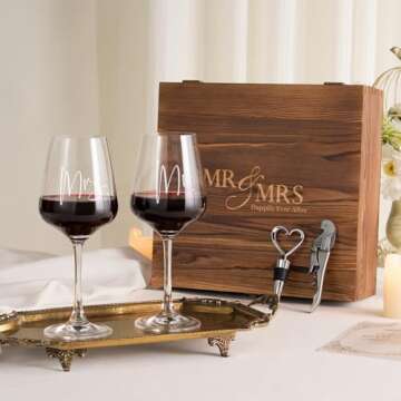 Mr & Mrs Wine Glasses Set for Weddings and Gifts