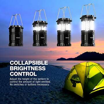 Vont 2 Pack LED Camping Lantern, Super Bright Portable Survival Lanterns, Must Have During Hurricane, Emergency, Storms, Outages, Original Collapsible Camping Lights/Lamp (Batteries Included)