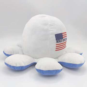 World Cup 2022, USA Soccer Fan Octopus,White and Blue