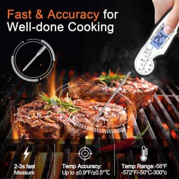 Ultra-Fast Digital Instant Read Meat Thermometer - Grill & Cook with Precision!