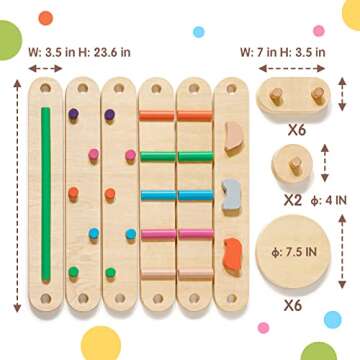 Tiny Land Wooden Balance Beam, 6 PCS Toddler Balance Boards, Montessori Balance Beam for Kids Development, Coordination Motor Skills Gymnastics Obstacle Course Toys for Girls Boys