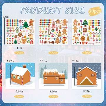 Make a Gingerbread House Stickers-30Pcs DIY Make Your Own Gingerbread House Stickers Christmas Crafts for Kids Toddlers Christmas Activities Party Game Treats Goodie Bag -15 Finished Products