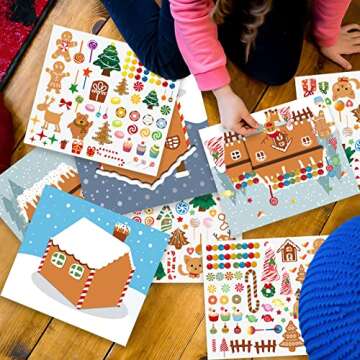 Make a Gingerbread House Stickers-30Pcs DIY Make Your Own Gingerbread House Stickers Christmas Crafts for Kids Toddlers Christmas Activities Party Game Treats Goodie Bag -15 Finished Products