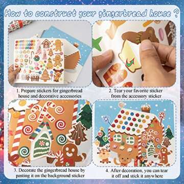 Make a Gingerbread House Stickers-30Pcs DIY Make Your Own Gingerbread House Stickers Christmas Crafts for Kids Toddlers Christmas Activities Party Game Treats Goodie Bag -15 Finished Products