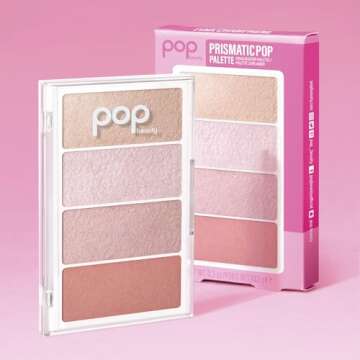 POP Beauty PRISMATIC POP PALETTE | PINK CHAMPAGNE - Ultra Light Reflecting Blush Palette, Seamlessly Blends onto Skin for an Ethereal Finish, 4 Shade Skin Illuminator for 3D Glow | 0.3 Oz