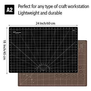 HEADLEY TOOLS Self Healing Sewing Mat, 18" x 24" Rotary Cutting Mat, A2 Double Sided 5-Layer Craft Cutting Board for Quilting Hobby Fabric Precision Scrapbooking Arts and Crafts Project (Black/Brown)