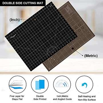 HEADLEY TOOLS Self Healing Sewing Mat, 18" x 24" Rotary Cutting Mat, A2 Double Sided 5-Layer Craft Cutting Board for Quilting Hobby Fabric Precision Scrapbooking Arts and Crafts Project (Black/Brown)