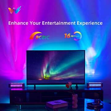 woohlab Smart LED Light Bar, RGBICW with Scene and Music Modes, Sync Music, Gaming Lights, Mood Lighting, TV LED Backlight, Room Lights, Ambient Lighting for Movies, Gaming, PC, TV, Room Decoration