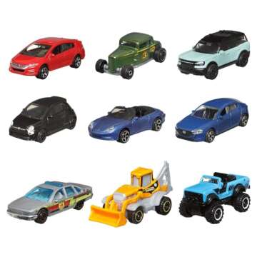 Matchbox 9-Pack Die-Cast 1:64 Scale Toy Cars, Construction or Garbage Trucks, Rescue Vehicles or Planes (Styles May Vary)