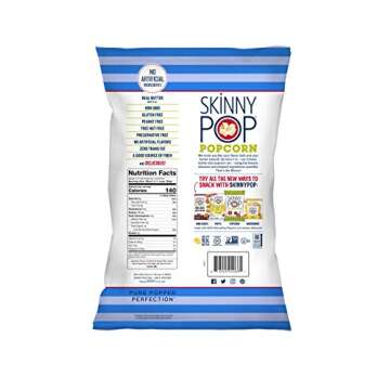 SkinnyPop Butter Popcorn, Gluten Free, Non-GMO, Healthy Popcorn Snacks, Skinny Pop, 4.4oz Grocery Size Bag