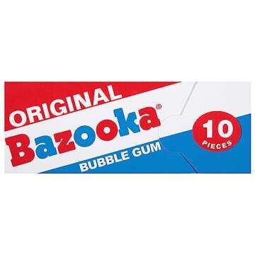 Bazooka Bubble Gum Individually Wrapped Pink Chewing Gum in Original Flavor - 10 Piece Mini-Wallet Packs (Pack of 12) - Fun Holiday Stocking Stuffers - Festive Christmas Candy Gift For Kids