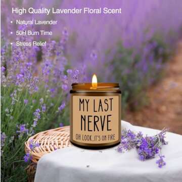 Homsolver Birthday Gifts for Women, Funny Gifts for Best Friend Women - My Last Nerve Candle - Unique Birthday Gifts for Women, Her, Mom, BFF, Sister