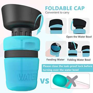 Pet Water Bottle,Dog Travel Water Bottle for Dogs,Upgraded 2 in 1 Drinking Cup Dispenser for Pets,with 2 Collapsible Bowls,Leakproof Foldable Food Bowl for Outdoor Travel Walking Hiking BPA Free