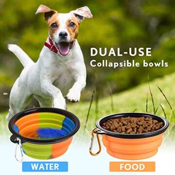 Pet Water Bottle,Dog Travel Water Bottle for Dogs,Upgraded 2 in 1 Drinking Cup Dispenser for Pets,with 2 Collapsible Bowls,Leakproof Foldable Food Bowl for Outdoor Travel Walking Hiking BPA Free