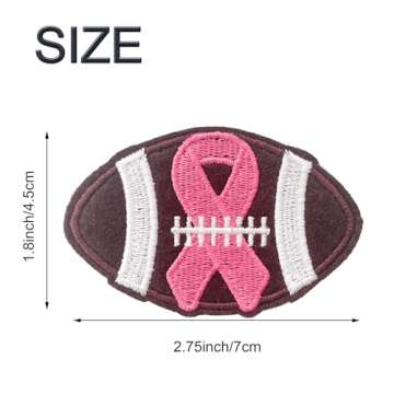 12pcs American Football Pink Ribbon Breast Cancer Awareness Iron-On Embroidered Patches for Clothes, Bags, Jackets, Hats and Other Decorative Dress Up